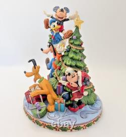 Disney Traditions Merry Tree Trimming Mickey & Friends Figurine Jim Shore