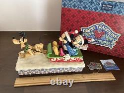 Enesco Disney Traditions Mickey Minnie Pluto Christmas Figurine Very Good Cond