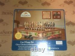 Jim Shore 3 in 1 GAME SET CHESS CHECKERS & BACKGAMMON NIB! Beautiful Very Rare