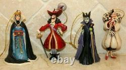 Jim Shore Christmas Ornament Set Villains Halloween Hook Maleficent Cruella NEW