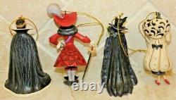 Jim Shore Christmas Ornament Set Villains Halloween Hook Maleficent Cruella NEW
