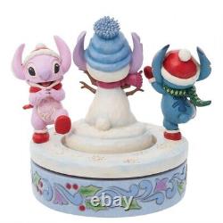Jim Shore Disney STITCH AND ANGEL BUILDING A SNOWMAN-SNOWY SHENANIGANS 6013061
