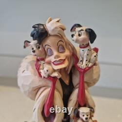 Jim Shore Disney Traditions 101 Dalmatians Cruella Fur Lined Diva Puppies