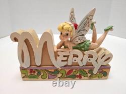 Jim Shore Disney Traditions Christmas Tinker Bell Merry Word Plaque Figurine
