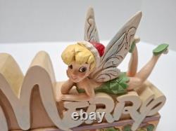 Jim Shore Disney Traditions Christmas Tinker Bell Merry Word Plaque Figurine