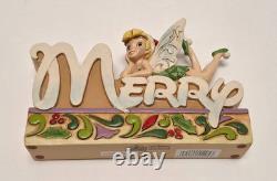 Jim Shore Disney Traditions Christmas Tinker Bell Merry Word Plaque Figurine