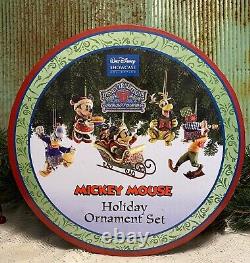 Jim Shore Disney Traditions Mickey Mouse Holiday Ornament Set 5 Beautiful Pieces