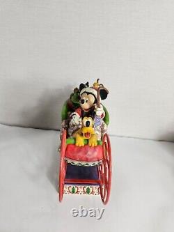 Jim Shore Disney Traditions Mickey & Pluto Laughing All The Way Christmas Sleigh
