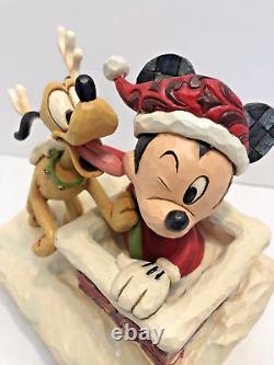 Jim Shore Disney Traditions Mickey & Pluto Up On The Rooftop Figurine Rare