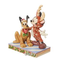 Jim Shore Disney Traditions Mickey Reindeer withPluto Santa Figurine 6.25