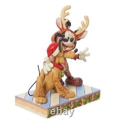 Jim Shore Disney Traditions Mickey Reindeer withPluto Santa Figurine 6.25