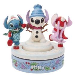 Jim Shore Disney Traditions Stitch & Angel with Snowman Rotator Figurine 6013061