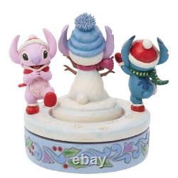 Jim Shore Disney Traditions Stitch & Angel with Snowman Rotator Figurine 6013061