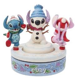 Jim Shore Disney Traditions Stitch & Angel with Snowman Rotator Figurine 6013061