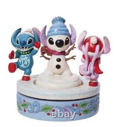 Jim Shore Disney Traditions Stitch & Angel with Snowman Rotator Figurine 6013061