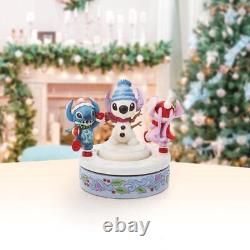 Jim Shore Disney Traditions Stitch & Angel with Snowman Rotator Figurine 6013061