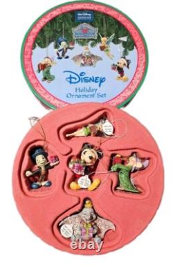 Walt Disney Traditions Jim Shore Holiday Ornament Set Showcase Collection 5pc