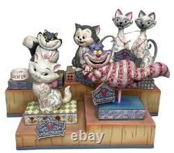 Ensemble de 5 Figurines Felines Jim Shore Disney Traditions Enesco & Présentoir de Chats RARE