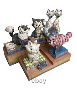 Ensemble de 5 Figurines Felines Jim Shore Disney Traditions Enesco & Présentoir de Chats RARE