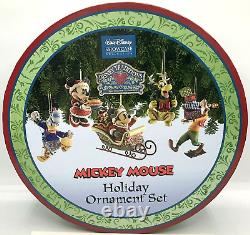 Ensemble de 5 ornements Jim Shore Mickey Holiday Disney Traditions avec Goofy, Donald et Pluto