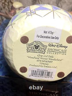 Figurine en résine Jim Shore de Disney Chip et Dale dans un pays des merveilles d'hiver avec un bonhomme de neige