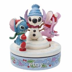 Figurine rotative d'ange Jim Shore Disney Traditions Stitch avec bonhomme de neige Nouveau