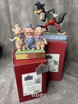Figurines Jim Shore Disney Traditions 3 Petits Cochons 6005974 & Grand Méchant Loup