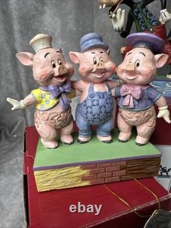 Figurines Jim Shore Disney Traditions 3 Petits Cochons 6005974 & Grand Méchant Loup