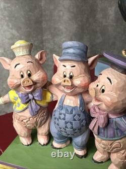 Figurines Jim Shore Disney Traditions 3 Petits Cochons 6005974 & Grand Méchant Loup