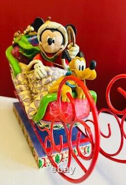 JIM SHORE Disney Traditions Riant tout le chemin Mickey Mouse Pluto Noël