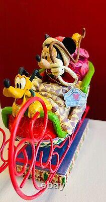 JIM SHORE Disney Traditions Riant tout le chemin Mickey Mouse Pluto Noël