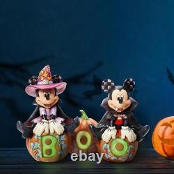 Jim Shore Disney Traditions Mickey & Minnie Sorcière Vampire Halloween Boo Citrouilles