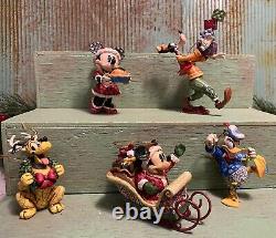Jim Shore Disney Traditions Mickey Mouse Holiday Ornament Set 5 Belles Pièces