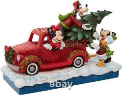 Jim Shore Disney Traditions Mickey Mouse et ses amis sur figurine de camion rouge, NIB