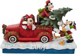 Jim Shore Disney Traditions Mickey Mouse et ses amis sur figurine de camion rouge, NIB