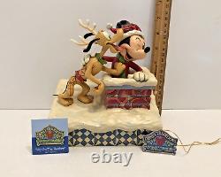 Jim Shore Disney Traditions Mickey & Pluto Sur Le Toit Figurine Rare