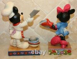 Jim Shore Rare Retraité Disney Mickey Minnie Mouse Chef Cook Baker Cupcakes Nib
