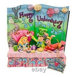 Jim Shore Traditions Disney Alice au pays des merveilles Livre d'histoire Joyeux Non-anniversaire NOUVEAU