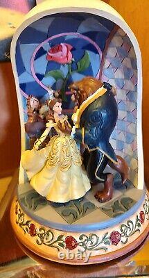 Parcs Disney Jim Shore Amour Enchanté La Belle et la Bête Rose Cloche Figurine NEUF