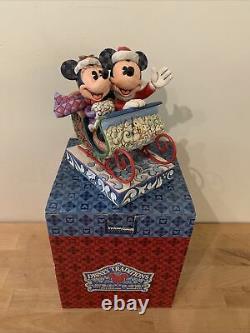 Rare Disney Jim Shore Mickey & Minnie Mouse Vieille Balade En Traîneau À La Mode 4013970