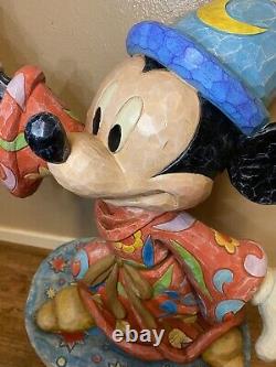 Rare Disney Jim Shore Mickey Mouse Sorcier Magic Est Partout Grande Figure Vtg