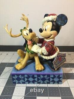 Rare Jim Shore Disney Traditions Mickey Mouse Pluton Le Meilleur Ami Du Père Noël Figure