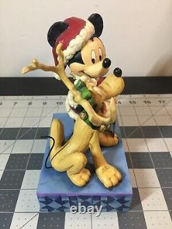 Rare Jim Shore Disney Traditions Mickey Mouse Pluton Le Meilleur Ami Du Père Noël Figure