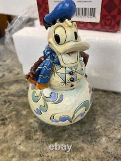 Rare Nib Jim Shore Disney Balançant Donald Duck Bonhomme De Neige Vaciller Dans L’hiver